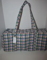 Vera Bradley Gingham Plaid Pattern Large Traveler Duffel Bag