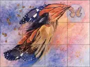 Butterfly Tile Backsplash Morrow Native Art Ceramic Mural RW-KM004