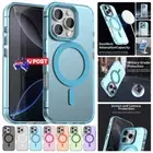 For iPhone 16e 15 14 Plus 13 12 11 Pro Max Magsafe Frosted Case Heavy Duty Cover