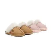 AUSTRALIAN SHEPHERD® UGG Slippers Kids Sheepskin Wool Scuff Muffin - Chestnut / AU Kids 8-10 / EU 26-28