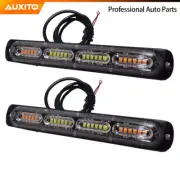 Pair Amber/White 24LED Car Truck Strobe Light Flashing Bar Indicator Light Set