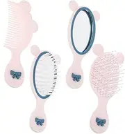 KAILIKETIY 1set Cute Boy Girl Hair Brush with Handheld Mirror Portable Comb Styling Brush for Travel Home Use for Little Girls Boys