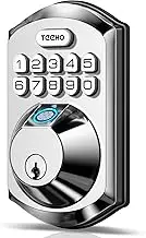 TEEHO Fingerprint Door Lock - Keyless Entry Door Lock with Keypad - Electronic Deadbolt Keyed Entry - Front Door Lock Sets - Combination Door Lock - IP65 Weatherproofing - Satin Nickel