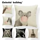 Cute Animal Pattern Cushion Set Koala Giraffe Zebra Tiger Lion Monochrome Pillow
