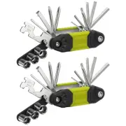 2pcs Bike Repair Multitool, 16 in 1 Portable Bicycle Mechanic Tool Kit, Yellow