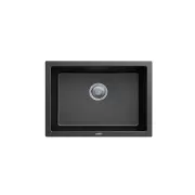 Big Bowl Granite Kitchen Sink - 610 x 457mm Single Bowl - Deep Black - Top/Under Mount