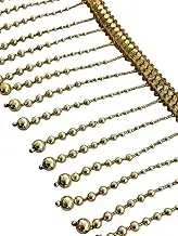 PIYUCRAFTS Gold Ball Beaded Fringe Trim for Dresses and Crafts – 4 Inch Width – Available in 1, 3, 6 Yard Cuts – Decorative Indian Tassel Border for Garments, Curtains, DIY Projects (3)