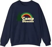 [Generic] Summer Camp Director Counselor Camper Rainbow Pine Tree Sweatshirt for Adults Crew Neck Long Sleeve Pullover