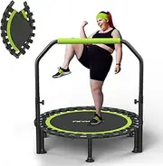 'ZCMHAXJ Foldable Mini Trampoline, 40''/48'' Rebounder Trampoline for Adults & Kids, 450lbs Capacity with U-Shaped Adjustable Bar, Indoor Fitness Workout Exercise Equipment'