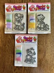 Vtg 80s Strawberry Shortcake Stained Glass Suncatcher Set Lot Makit Bakit New