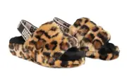 UGG Fluff Yeah Slide Spotty Women’s Faux Shearling Slippers Leopard Size 6 NEW