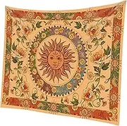 GLEAVI Sun and Moon Face Tapestry Floral Wall Art Decoration Chic Design for Living Room Garden Premium Quality Home Decor Unique Background Tapestry