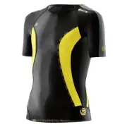 SKINS DNAMIC YOUTH COMPRESSION SHORT SLEEVE TOP - BLACK / CITRON