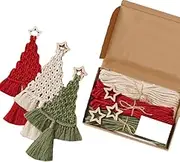 Macrame Kit for Beginners,Christmas Tree Craft Starter Kit for Adults Kids,Woven Macrame Christmas Trees DIY Kit for Beginners,Beginner Macrame Kit for Adults Kids