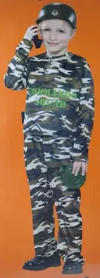 NEW - Army Commando Costume Child Jumpsuit Helmet Walkie Vest Canteen Sz S 4-6X