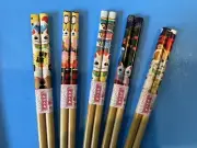 JAPANESE LUCKY MANEKI NEKO CHOPSTICKS-5 DESIGNS W/FREE SILK HOLDER