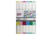 6pc Kent Spectra Graphic Markers Brush Chisel Nib Drawing Design Spring Set