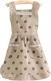 Cotton Canvas Floral Style Home Kitchen Apron Women Chef Aprons Adjustable Cooking Aprons with Pockets for Cooking Cleaning