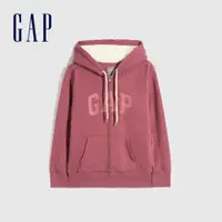 在飛比找蝦皮商城優惠-Gap 女裝 Logo仿羊羔絨連帽外套-玫瑰紅(619134