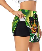 [GaxfjRu] Happy St Patrick's Day Print Women's Running Shorts High Waisted Running Shorts Pocket Sporty Gym Elastic Short