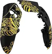 eXtremeRate Left Right Front Top Shell with Touchpad Compatible with ps5 Edge Controller DIY Replacement Faceplate Shell Custom Touch Pad Cover - The Great Golden Wave Off Kanagawa - Black