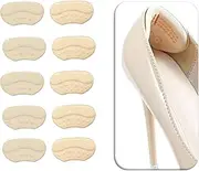 Kawlxpp 10PCs Anti-Slip Heel Grips, Thick Liners & Fillers for Half-Size Too Big or Loose Shoes, Heel Cushion Inserts, Heel Pads to Prevent Slipping Out, Rubbing and Blisters (Beige,4mm)