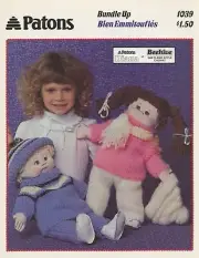 Patons Knitting Pattern 1039 Doll Outfits Knitting Pattern Chest 13" Height 16"