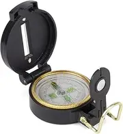 Lensatic Compass with Sighting Mirror, Military Style Navigation Tool, Black and Gold