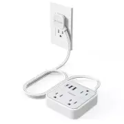Ultra Thin Flat Extension Cord 5 FT, Slim Power Strip with USB Ports (1 USB C...