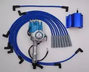 PONTIAC BLUE Small Cap HEI READY-TO-RUN DISTRIBUTOR + 50k COIL + PLUG WIRES USA
