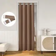 HOMEIDEAS Cappuccino Doorway Curtains Privacy, Grommet Closet Curtain for Bedroom, W39 x L78 Inch Solid Blackout Door Cover Curtains, Tie Back Insulated Window Curtain Drape, 1 Panel
