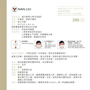 南六 醫用口罩 (黑色) 200入