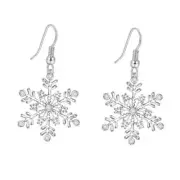Snowflake Earring Cubic Zirconia Sparkle Hook Dangle Drop Earrings for Clear