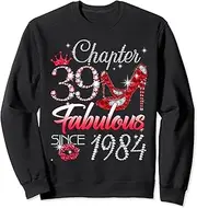 [X.Style] Womens 39 Years Old Chapter 39 EST 1984 39th Birthday Queen Sweatshirt ds2271 Sweater (2XL) Black