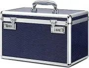 HEWEI WORKS Locking Multi-Purpose Lock Box with Portable Storage--Blue