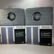 Set Of 2✨50” x 63” Beautiful Metallic Light Filtering Curtains✨One Grommet Panel