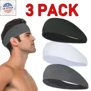 3pc Men Women Sports Headband Sweat Band Workout Running Yoga Stretch Head Bands