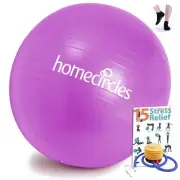 Exercise Stability Ball 65cm Anti-Burst Purple With Pump & Grip Socks