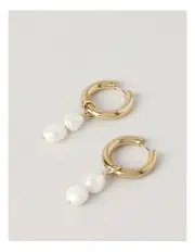 [Trent Nathan] Twin Pearls Earring in Gold