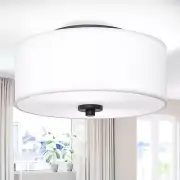 2-Light Flush Mount Ceiling Light Fixture, 12” Modern Close to Ceiling