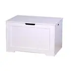 Wooden Entryway White Lift Top Storage Bench with 2-Safety Hinge 19 in. H x 30 W