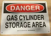 PACK OF 5 DANGER GAS CYLINDER STORAGE AREA SIGN BRAND BRADY #126231 10''X14''