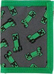 [JINX] Minecraft Creeper Crowd Nylon Tri-Fold Wallet, Multi-Colored, One Size, with Coin Pocket, Green