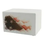 Large/Adult American Flag Box Funeral Cremation Urn for Ashes, 200 Cubic Inches