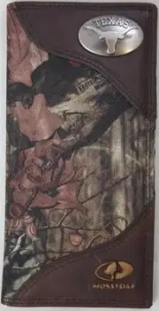 ZEP-PRO Texas Longhorn Leather & Nylon Roper MOSSY OAK CAMO WALET Burlap Bag