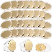 OGA 35 Pieces Blank Challenge Coin, 1.57 Inch Blank Coins for Laser Engraving Custom Challenge Coins with Acrylic Protection Box for DIY Crafts Birthday Travel Commemorative Collection, Golden