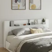 vidaXL Headboard Cabinet with LED White 220x16.5x103.5 cm