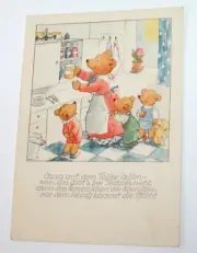 Vintage postcard German teddies honey Tschauner & Forster teddy bears unposted