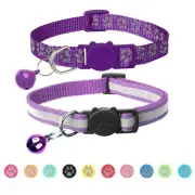 2 Pack Reflective Cat Collar Breakaway with Bell,Personalized Kitten Collars,...