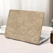 Ksriylm Compatible with MacBook Pro 13 Inch Case M2 2023, 2022, 2021-2016 A2338 M1 A2251 A2289 A2159 A1989 A1708 A1706, Elegant Leaves Leather Plastic Laptop Hard Shell Case,Apricot